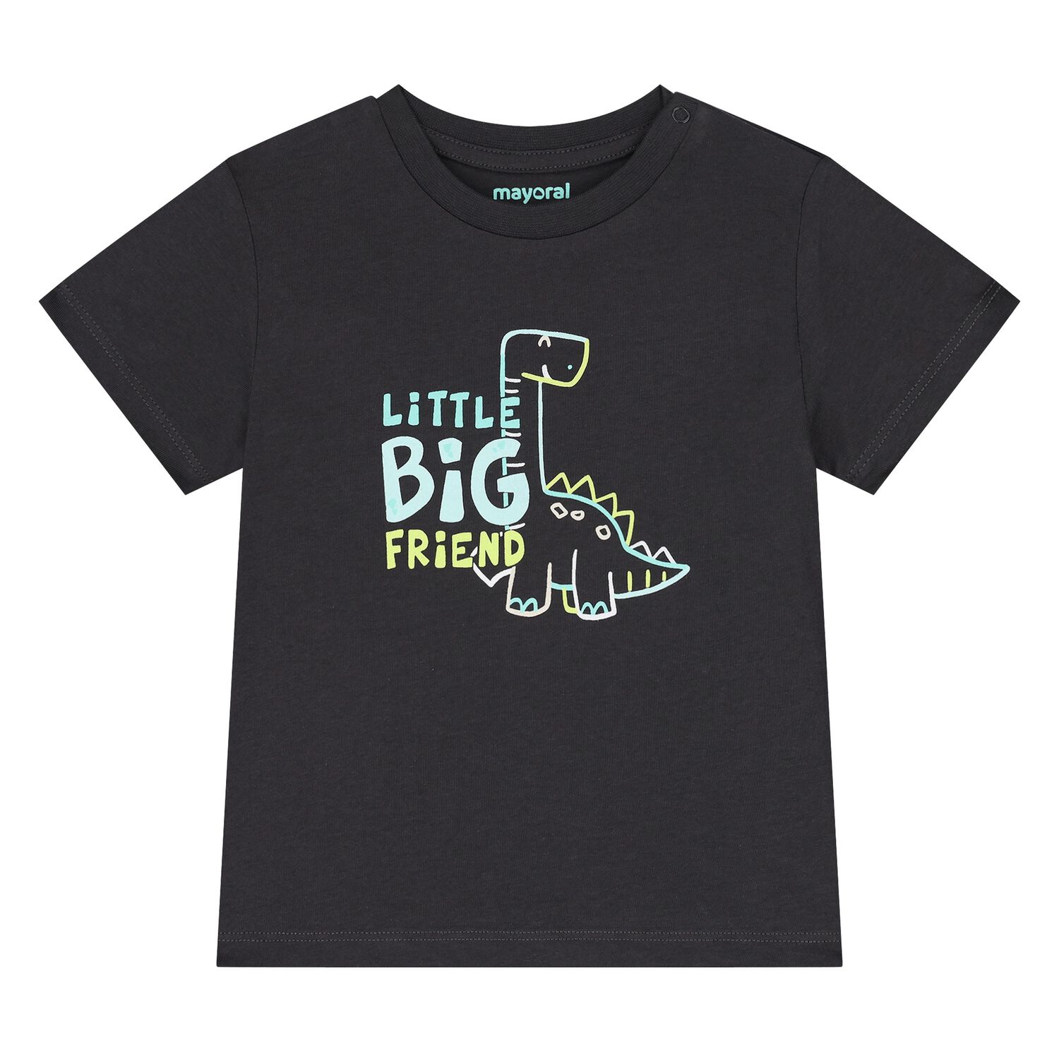 Younger Boys Grey Dinosaur T-Shirt, 2, hi-res