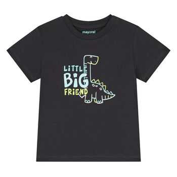 Younger Boys Grey Dinosaur T-Shirt