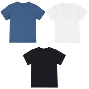 Younger Boys White, Black & Blue Logo T-Shirts