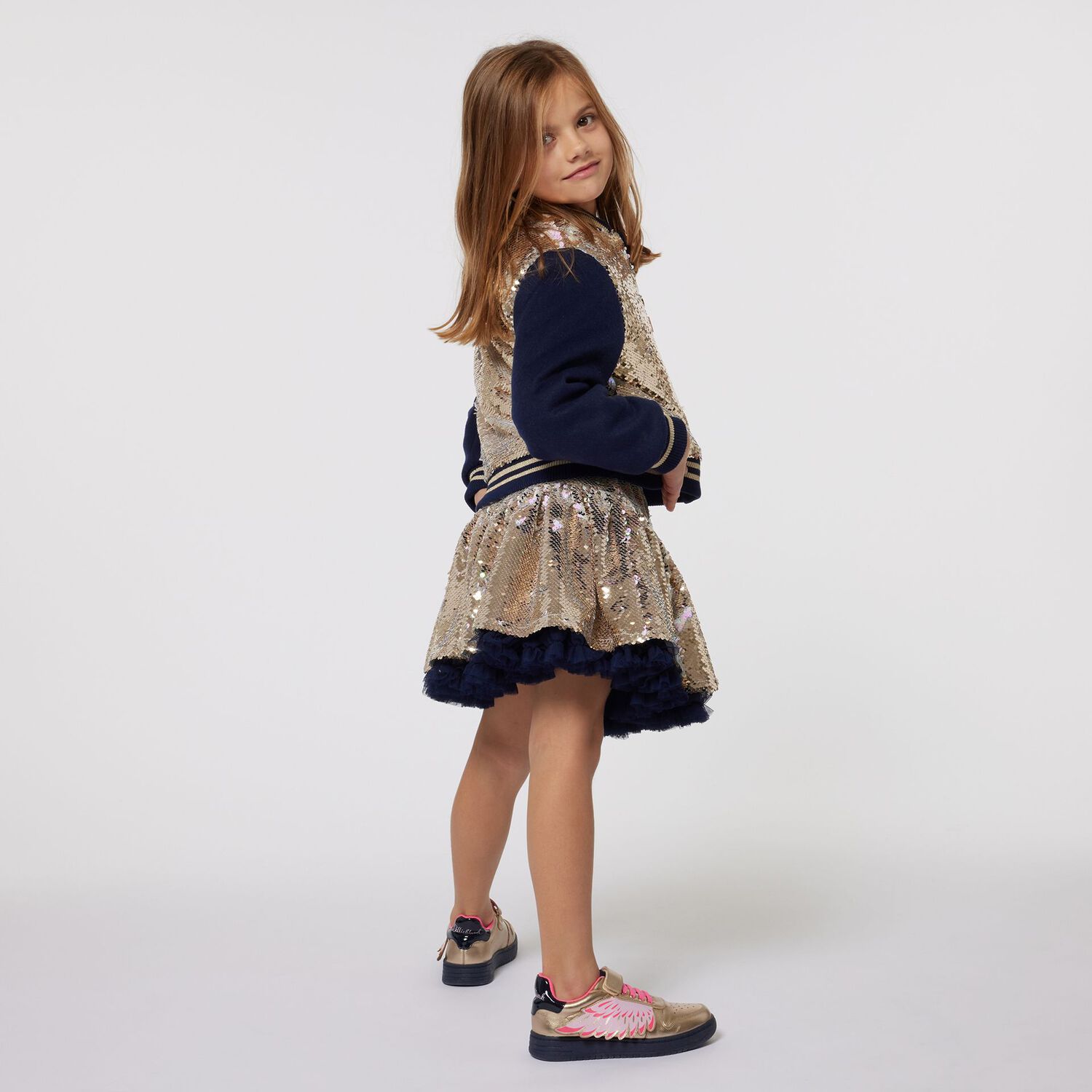 Girls Gold Reversible Sequins Skirt, 1, hi-res image number null