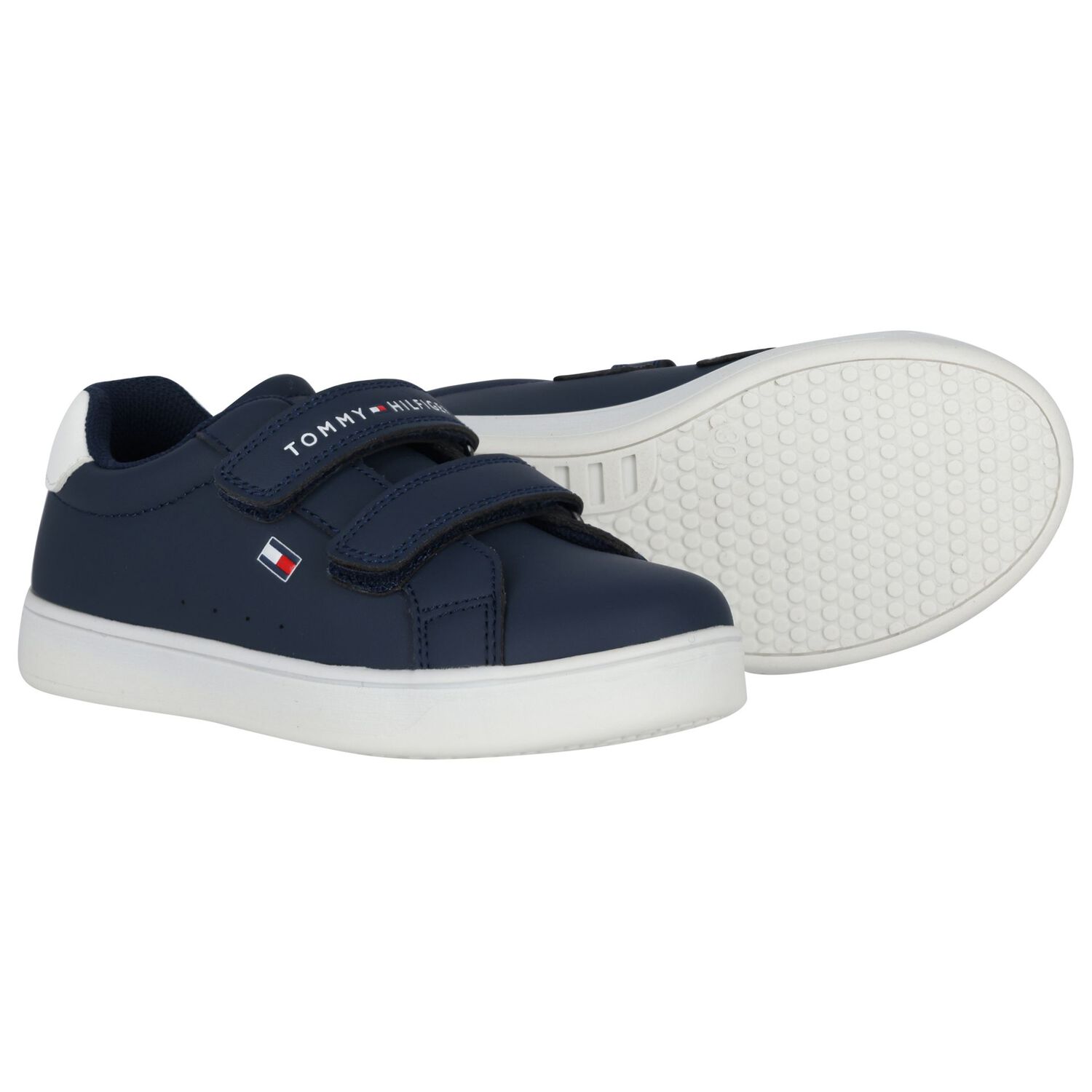 Boys Navy Blue Logo Trainers, 1, hi-res