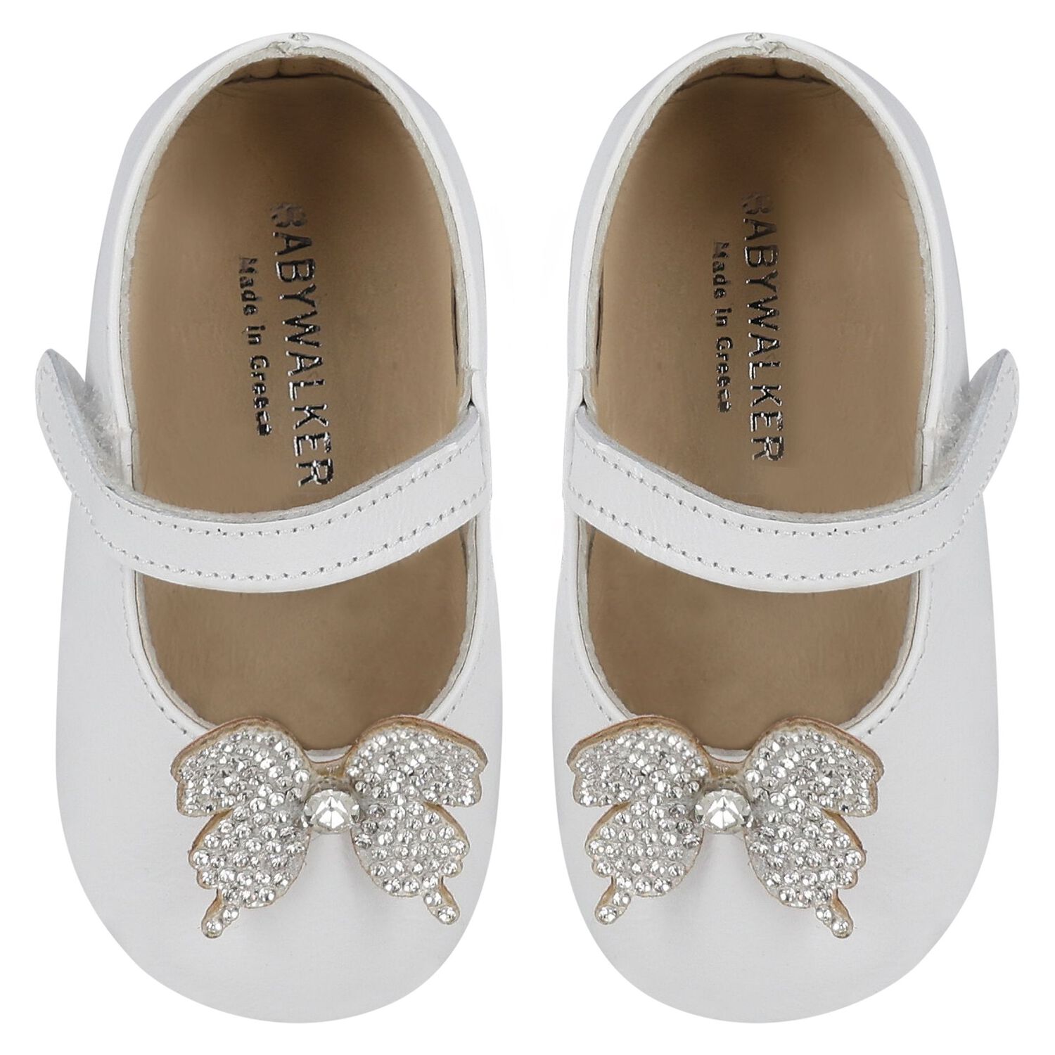 Baby Girls White Embellished Butterfly Shoes, 1, hi-res