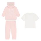 Baby Girls Pink & White Elephant Logo Tracksuit Set, 1, hi-res