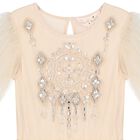 Girls Beige Embellished Tulle Dress, 1, hi-res