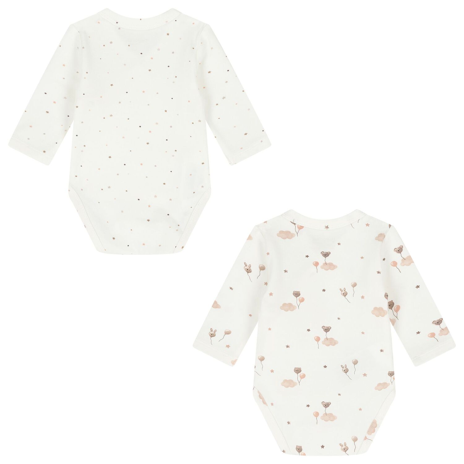 Baby Girls Ivory & Beige Balloon Bodysuits ( 2-Pack ), 1, hi-res