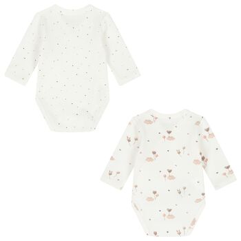 Baby Girls Ivory & Beige Balloon Bodysuits ( 2-Pack )