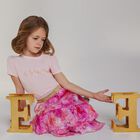 Girls Pink Floral Skirt, 1, hi-res