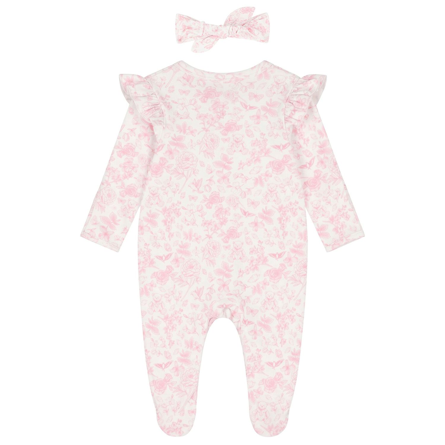 Baby Girls White & Pink Floral Babygrow Gift Set, 1, hi-res