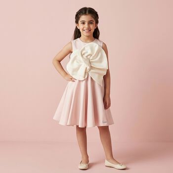 Girls Pink Flower Satin Dress