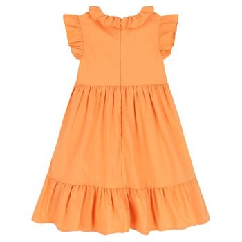 Girls Orange Ruffle Dress