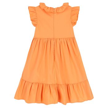 فستان بنات مكشكش باللون البرتقالي
