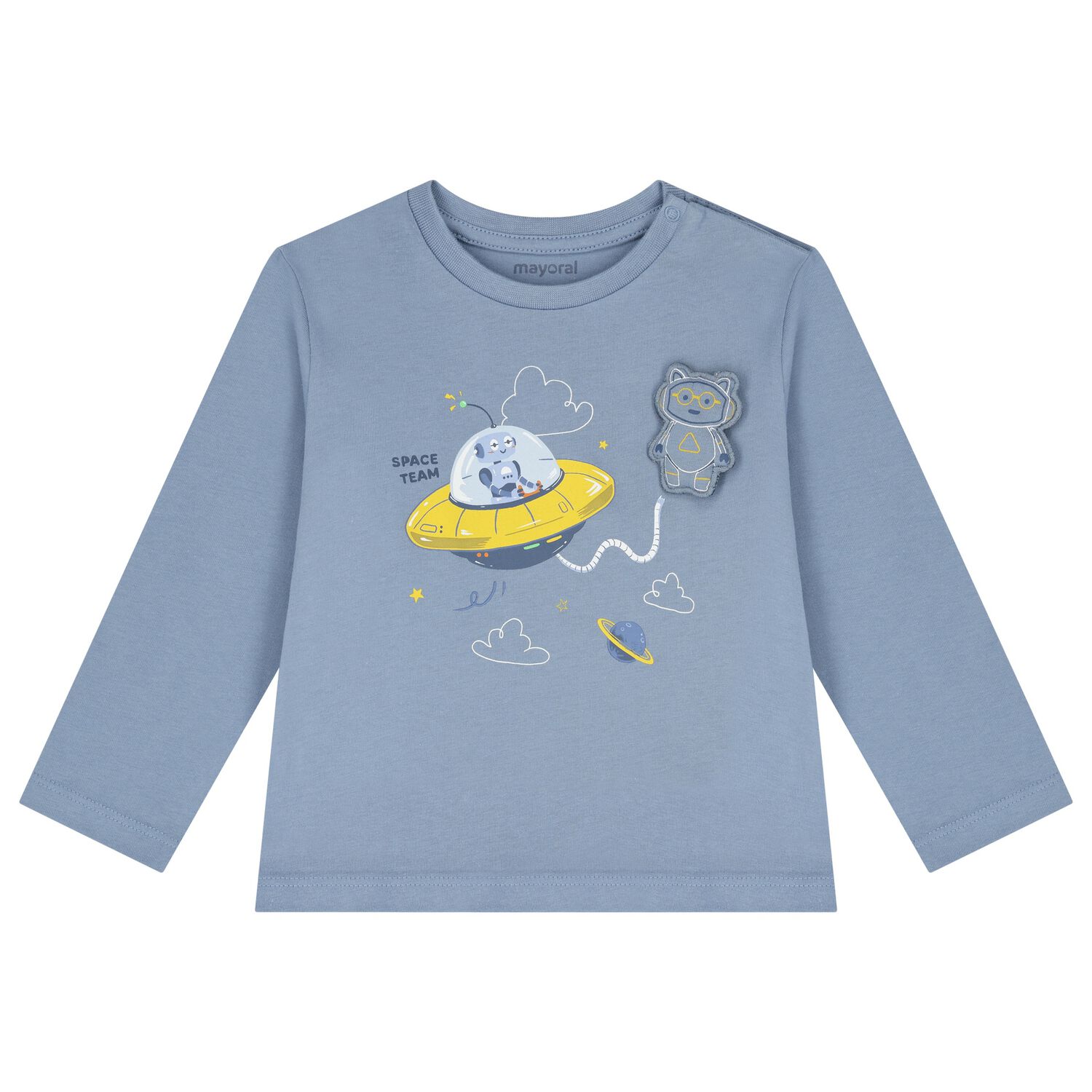 Younger Boys Blue Robot Long Sleeve Top, 1, hi-res image number null