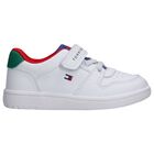 Boys White Logo Trainers, 1, hi-res