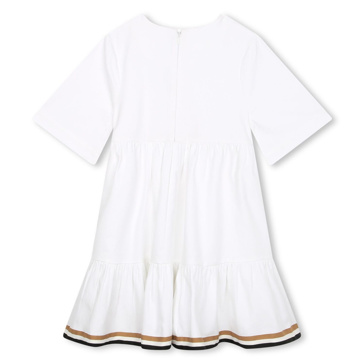 Girls White Logo Dress, 1, hi-res
