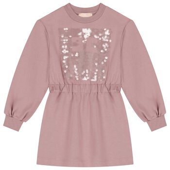 Girls Pink Embellished Logo Dress