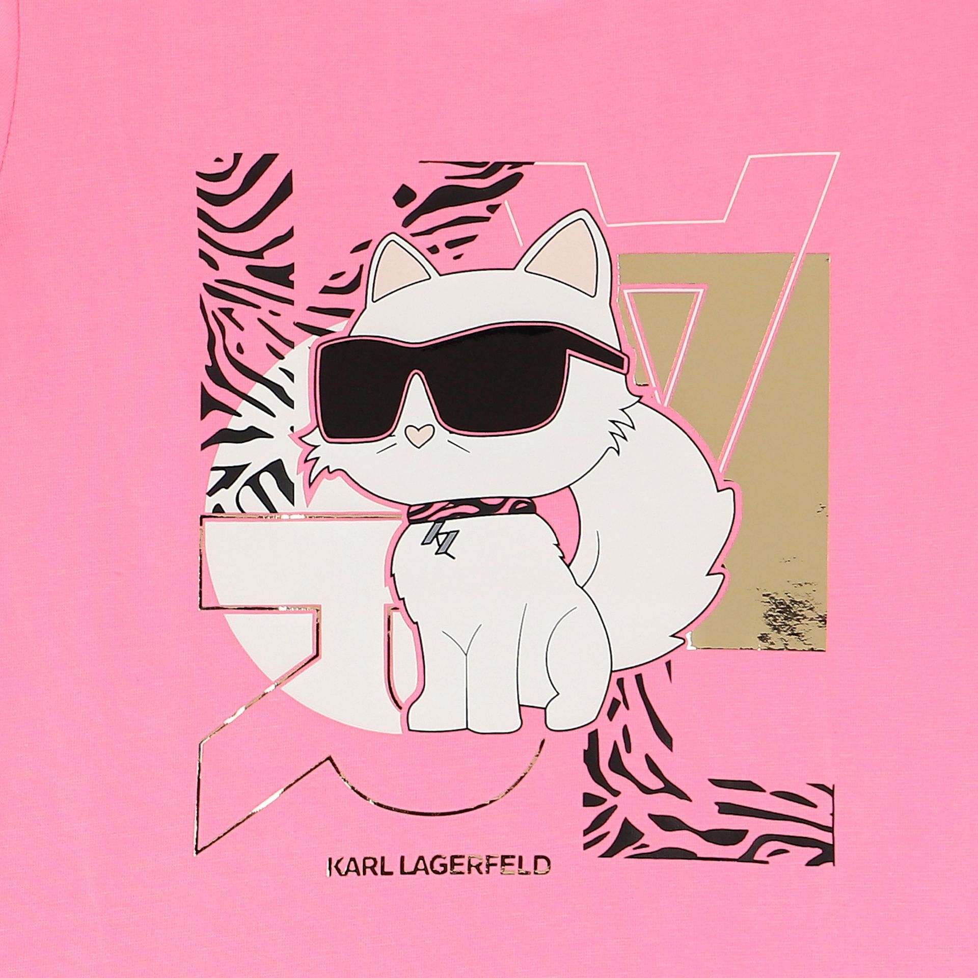 KARL LAGERFELD Girls Pink Choupette Logo T-Shirt | Junior
