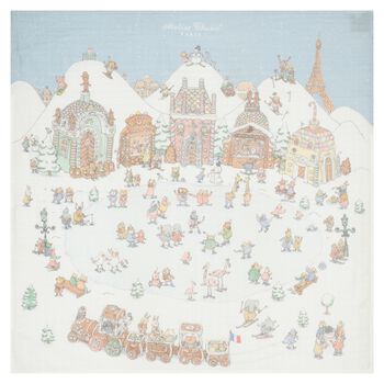 White & Blue Logo Winter Wonderland Baby Carré Swaddle
