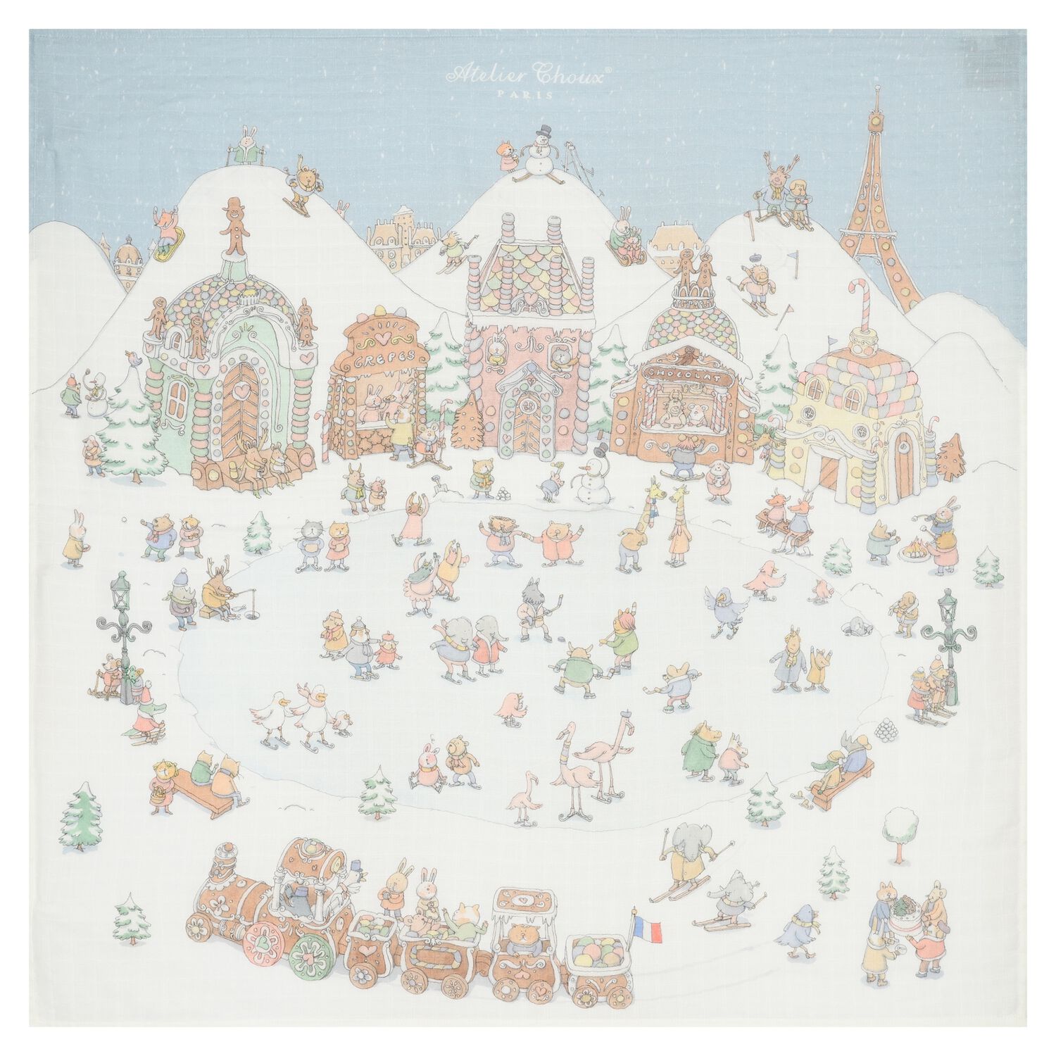 White & Blue Logo Winter Wonderland Baby Carré Swaddle, 1, hi-res image number null