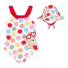Baby Girls Multi-Coloured Swimsuit & Hat Set, 1, hi-res