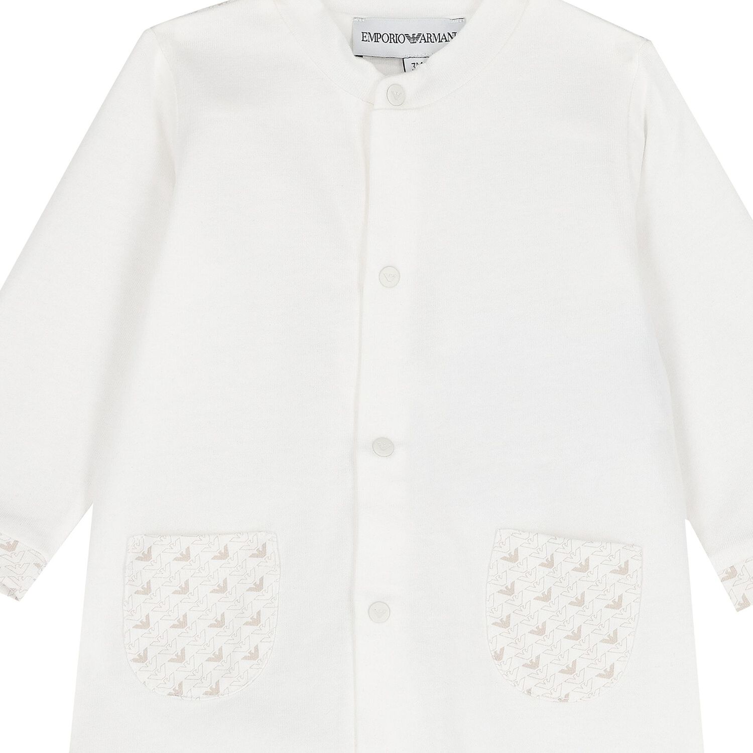 White & Beige Logo Babygrow Set, 1, hi-res