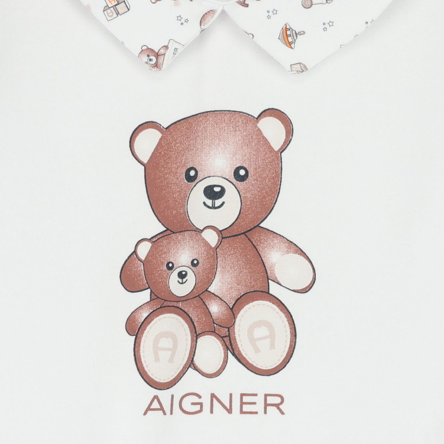 White Teddy Bear Logo Babygrow, 1, hi-res