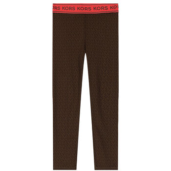 Girls Brown Logo Leggings