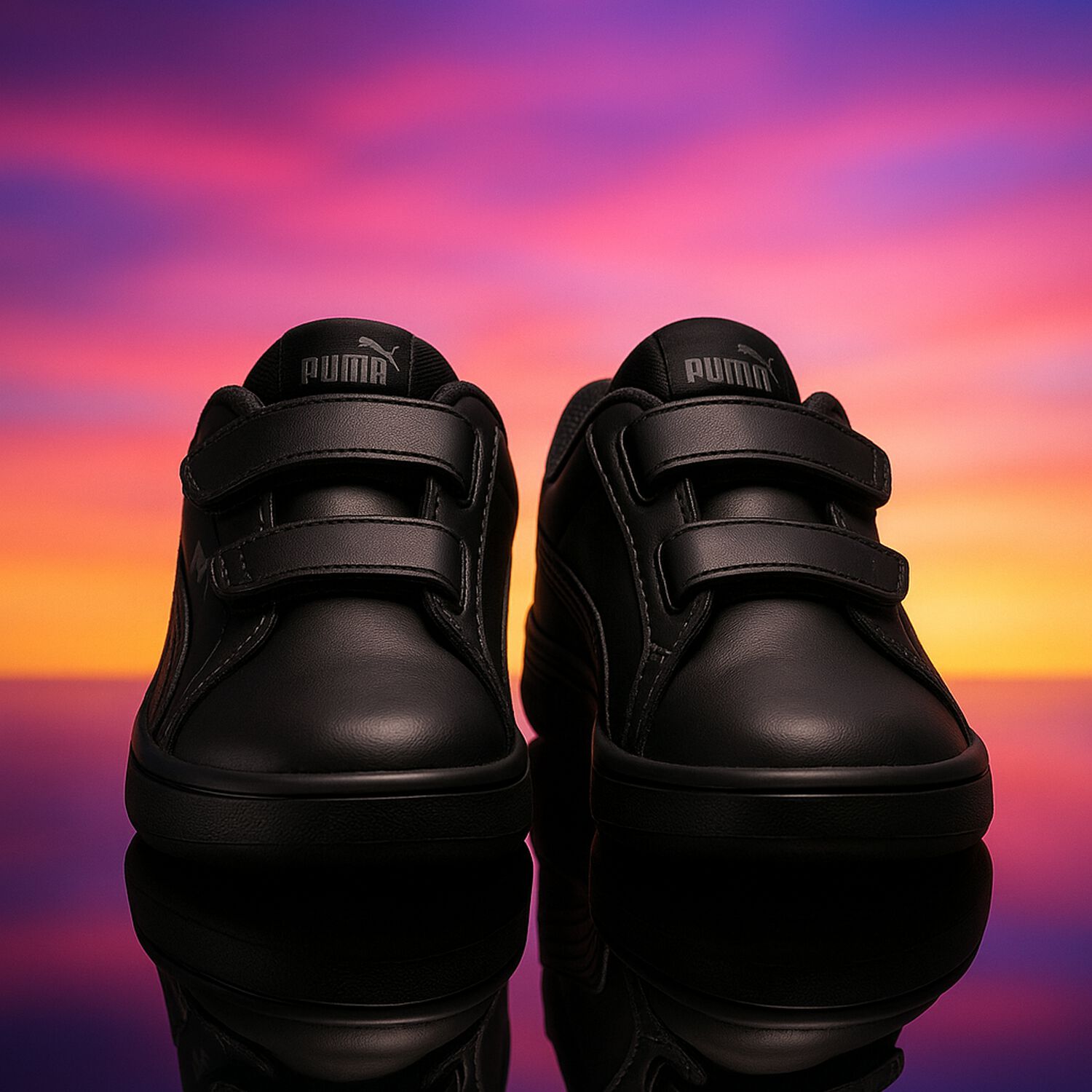 حذاء رياضى بالشعار باللون الاسود للاولاد , 1, hi-res