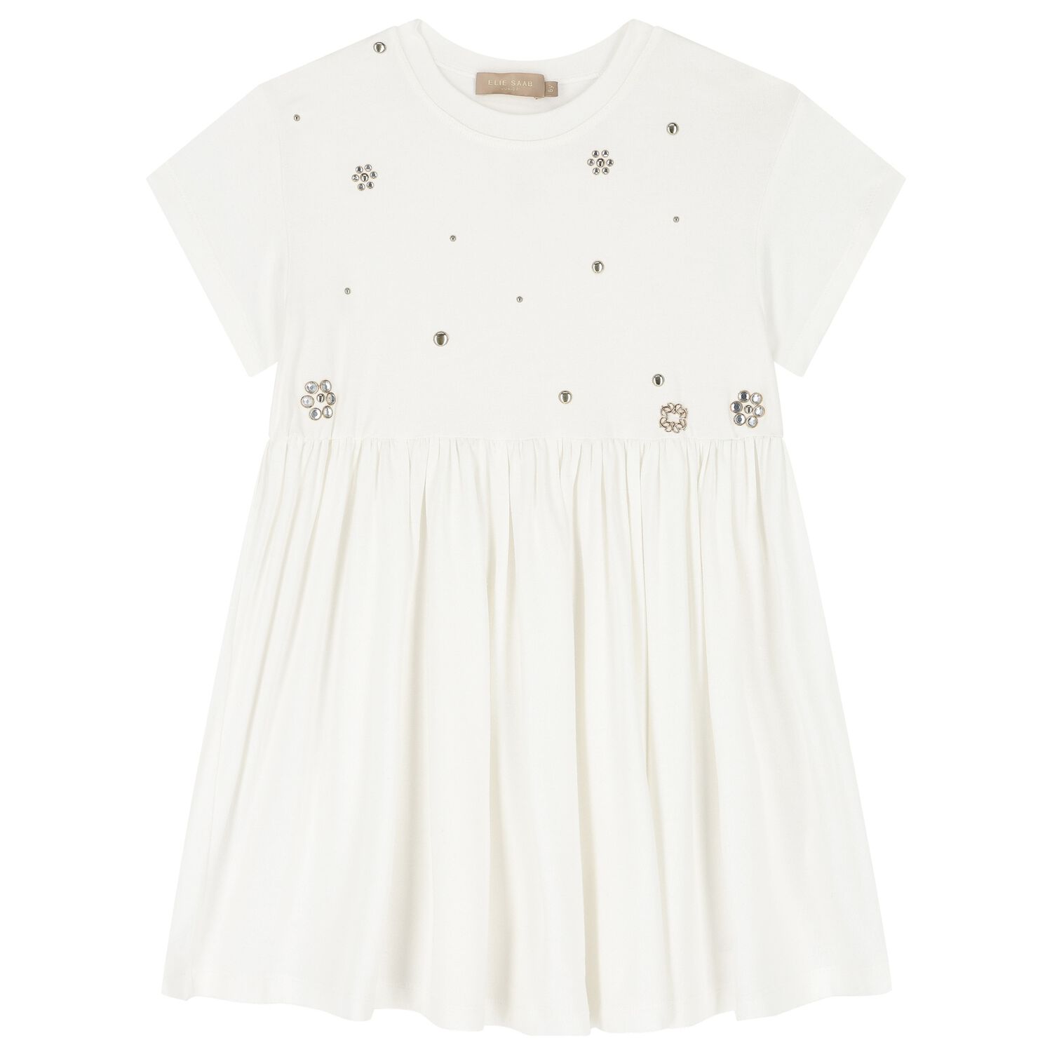 Girls White Embellished Dress, 1, hi-res image number null