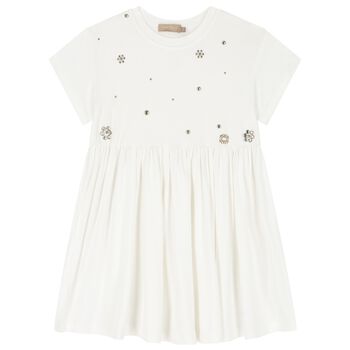 Girls White Embellished Dress
