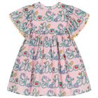 Girls Pink Logo Floral Dress, 1, hi-res
