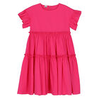 Girls Pink Ruffed Dress, 1, hi-res