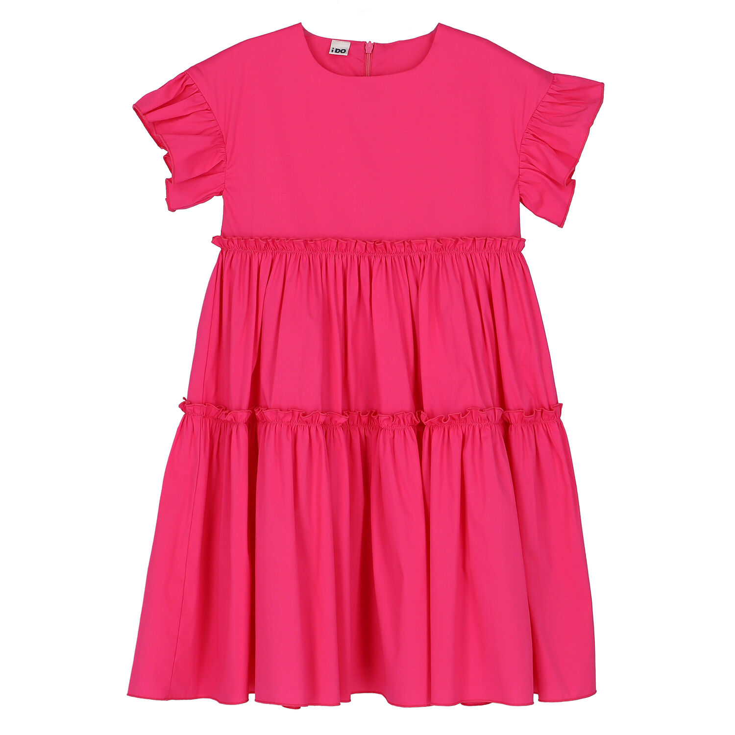 Girls Pink Ruffed Dress, 1, hi-res