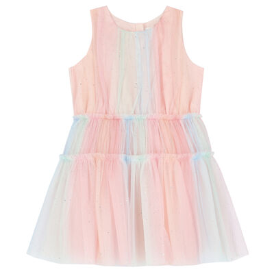 Girls Rainbow Glittery Tulle Dress