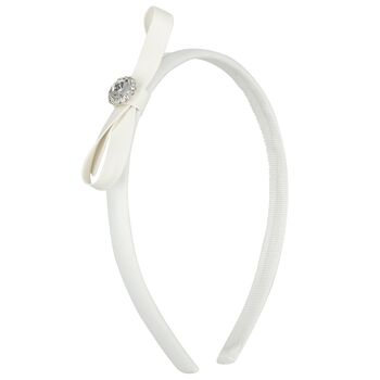 Girls White Bow Headband