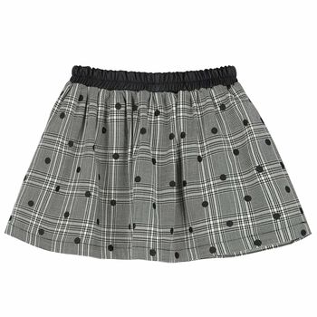 Girls Black & White Check & Dot Skirt