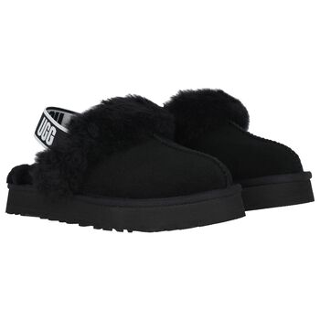 Girls Black Funkette Suede Clogs