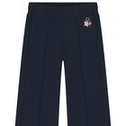 Girls Navy Blue Logo Trousers, 1, hi-res