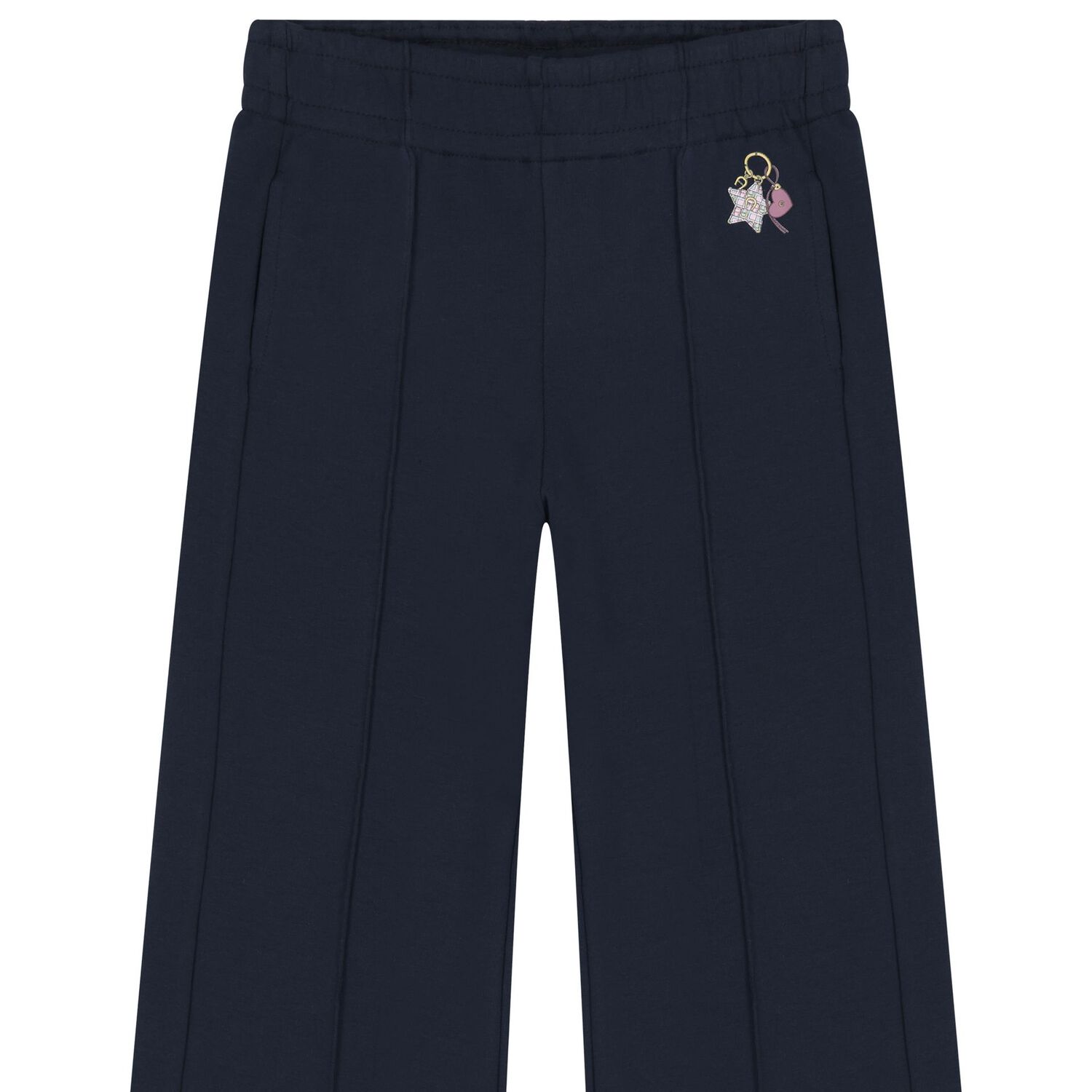 Girls Navy Blue Logo Trousers, 1, hi-res