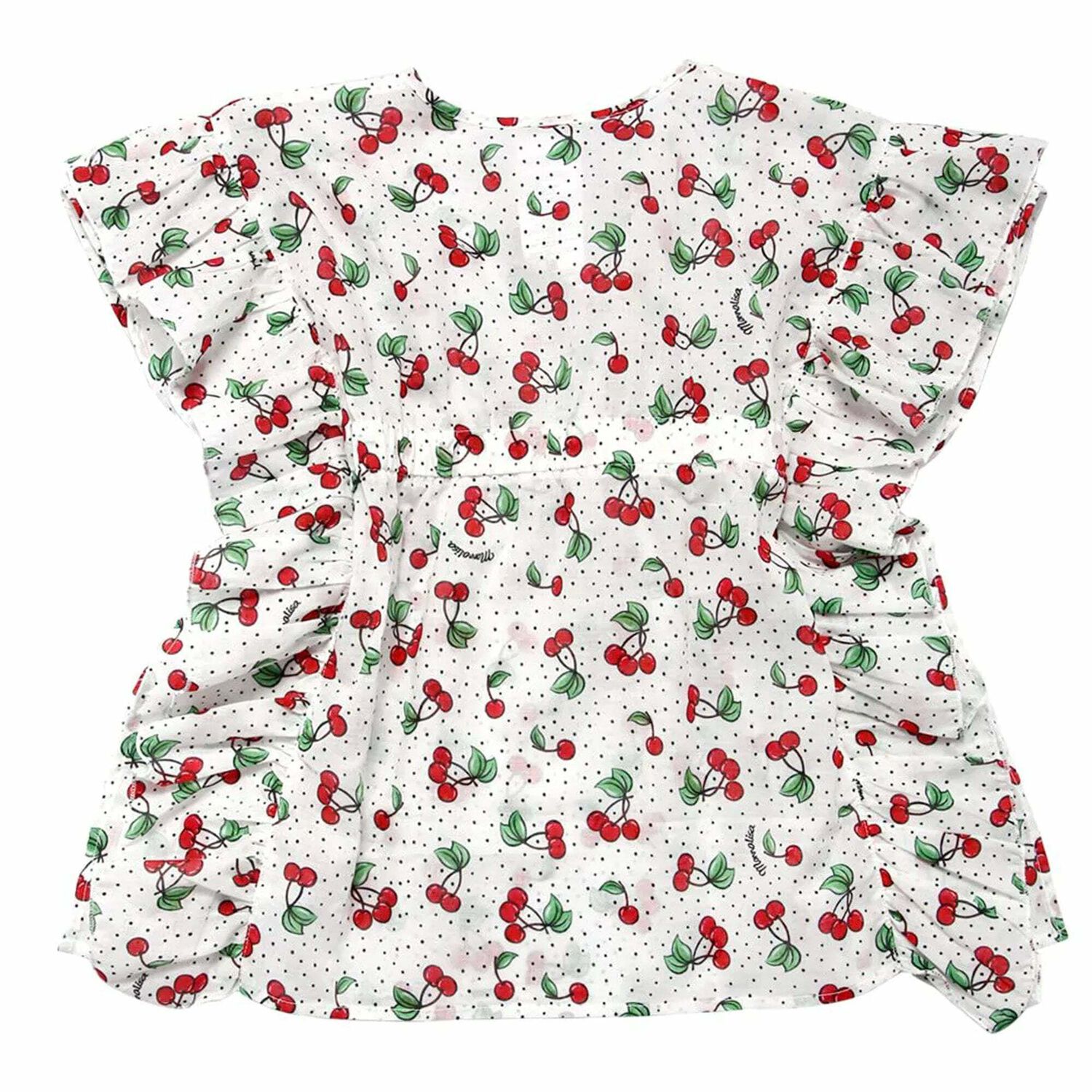 Girls White & Red Cherry Print Beach Dress, 1, hi-res image number null
