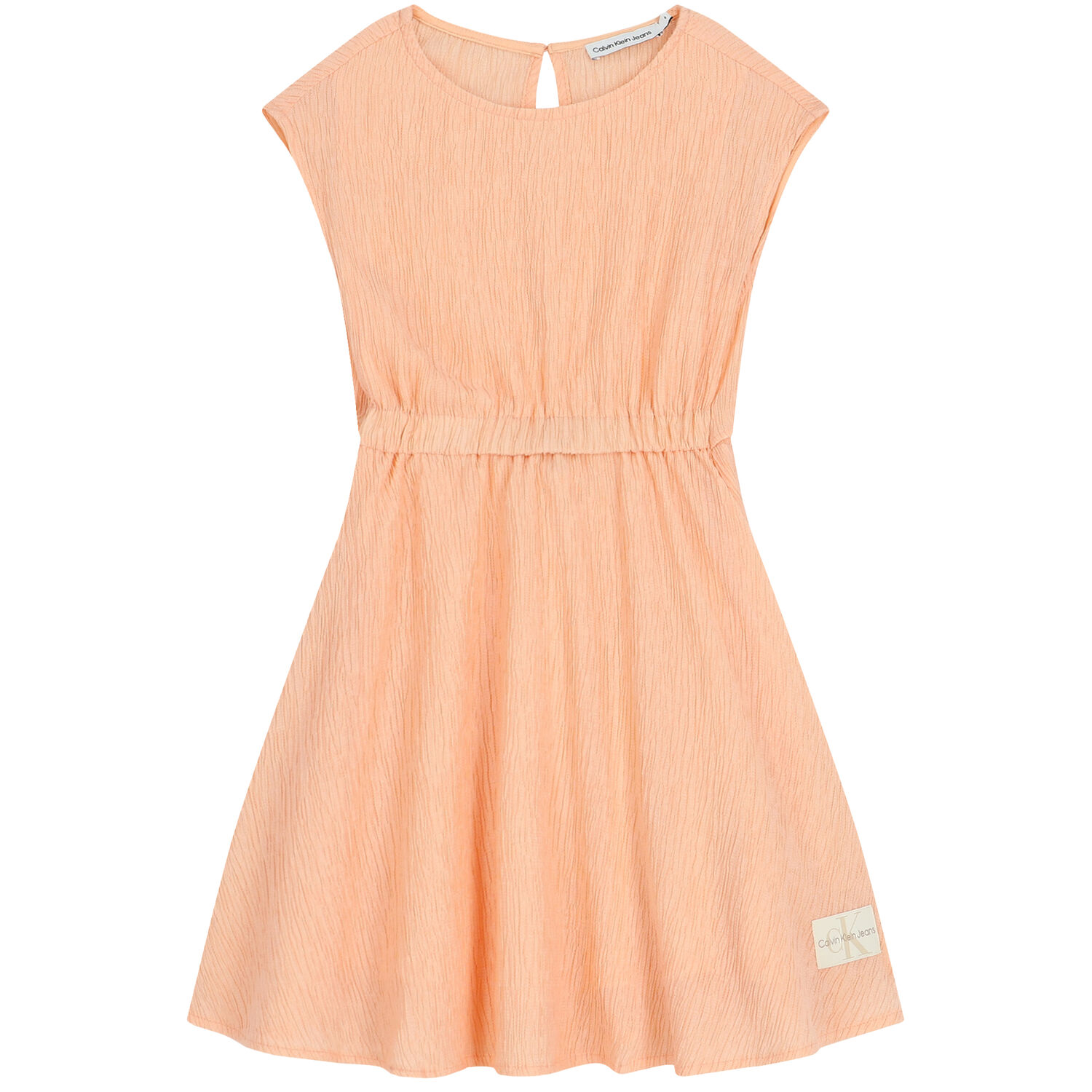 Girls Coral Crinkle Flared Dress, 1, hi-res image number null