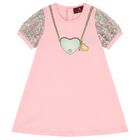 Younger Girls Pink Logo Heart Dress, 2, hi-res