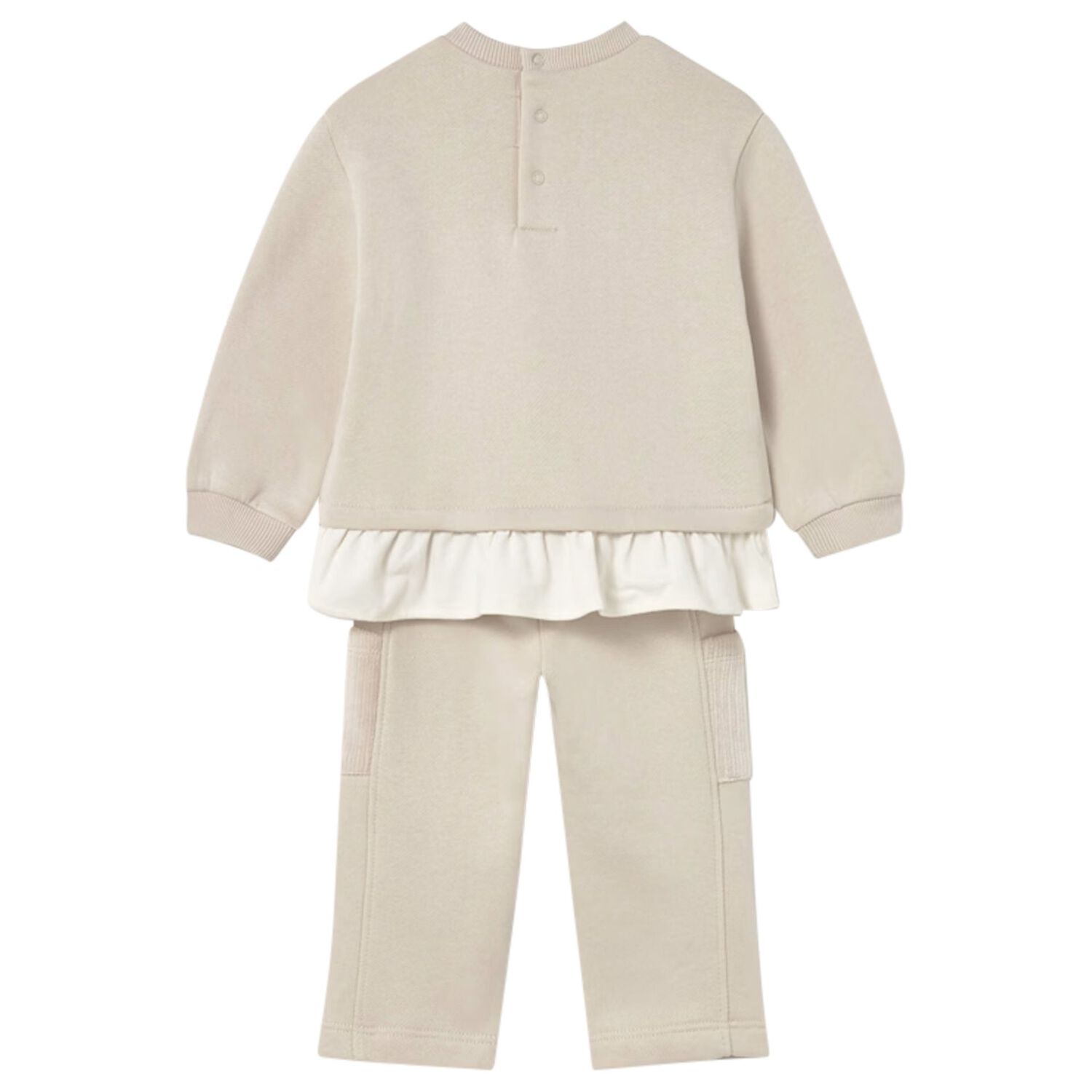 Younger Girls Beige Teddy Bear Tracksuit, 3, hi-res