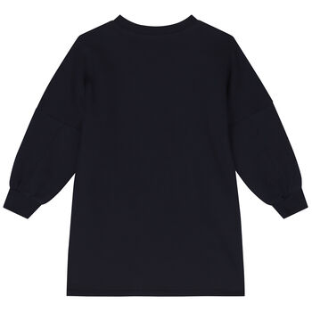 Girls Navy Blue Logo Sweatshirt Dress