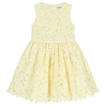 Girls Yellow Flower Lace Dress