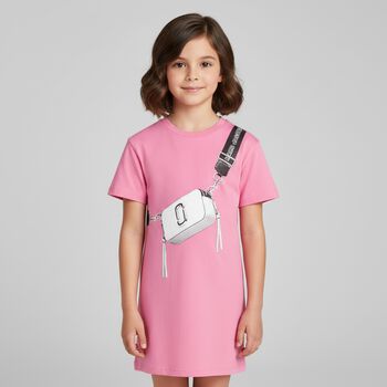 Girls Pink Bag Logo Dress