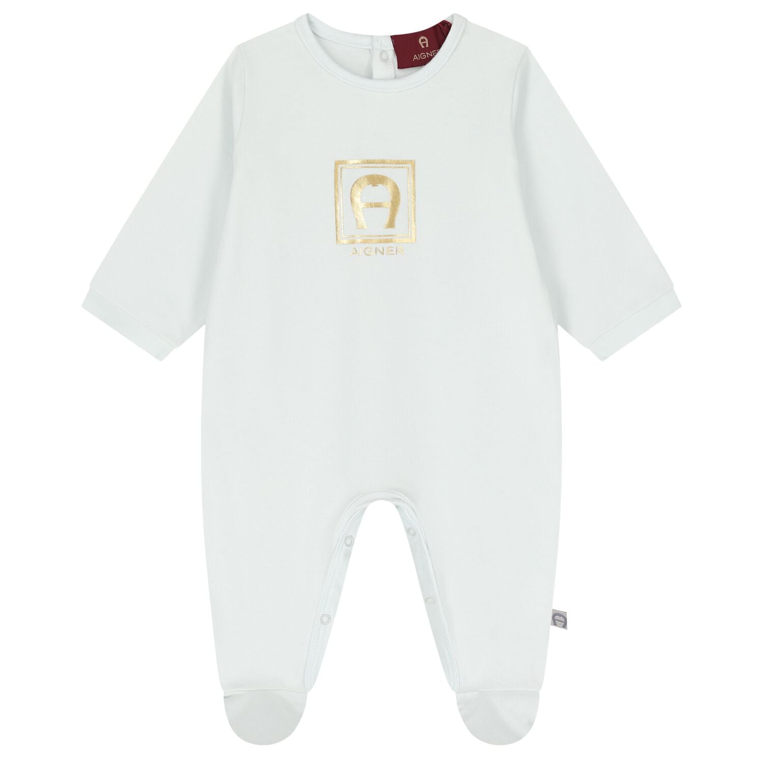 Baby Boys Blue & Gold Logo Babygrow, 3, hi-res