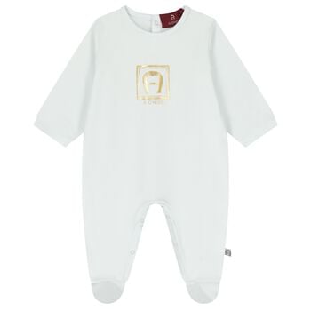 Baby Boys Blue & Gold Logo Babygrow