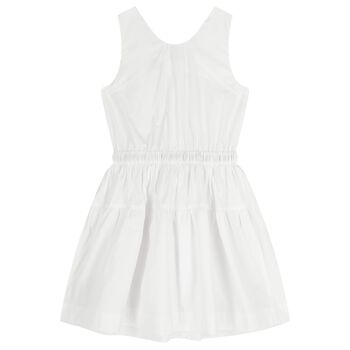 Girls White Check Sleeveless Dress