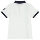 Boys White & Navy Blue Logo Polo Shirt, 1, hi-res