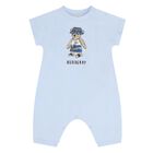 Baby Boys Blue Teddy Bear Logo Romper, 1, hi-res